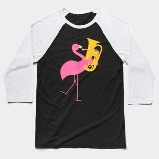 Beautiful Flamingo Playing Tuba Musician Baseball T-Shirt